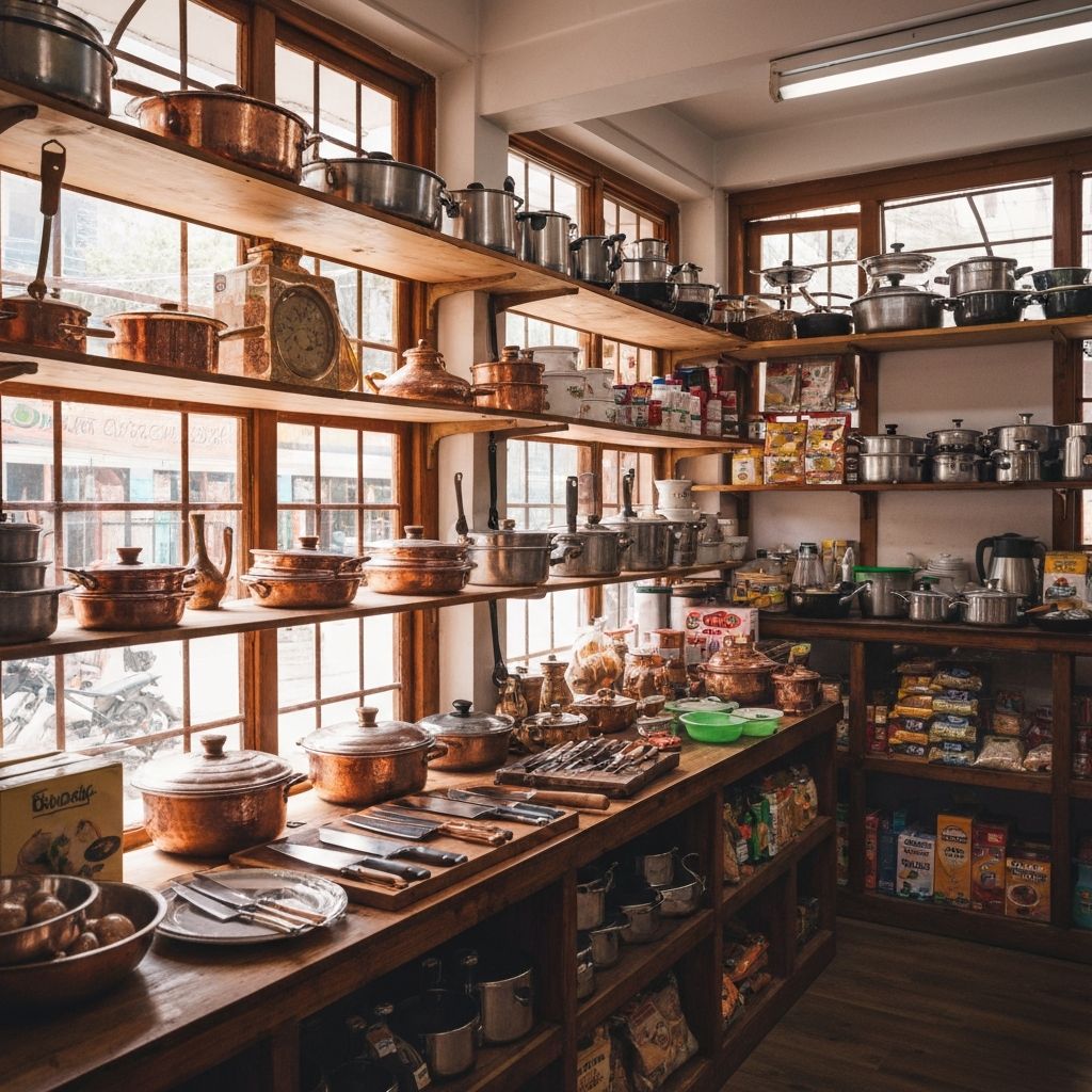 Pratishma Traders store interior with kitchen supplies
